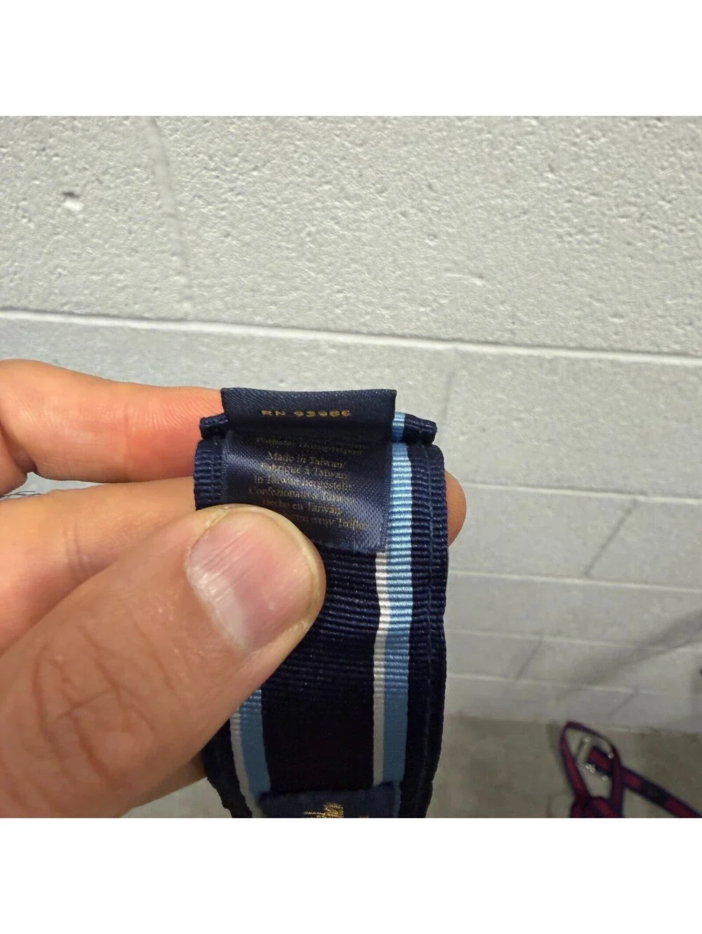 Brooks Brothers Ribbon Belt Mens L Blue White Navy Repp Stripe Grosgrain Casual